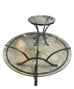 HausOfRex Heavy Iron And Glass Coffee Table And Side Table (pair)