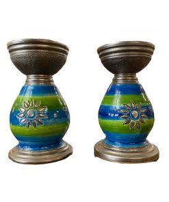 Rosenthal Netter Bitpssi Netter Italian Ceramic Candle Holders (pair)