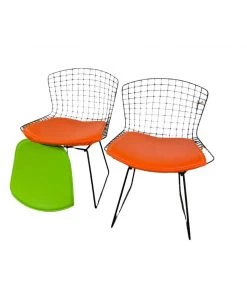 HausOfRex Vintage Bertoia Side Chair W/ 2 Color Upholstery Orange/Green