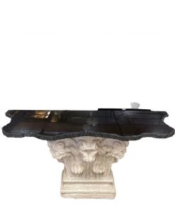HausOfRex Living Vintage Console Table W/Black Granite Top