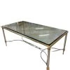 HausOfRex Mid Century Stainless & Brass Glass Top Coffee Table Living
