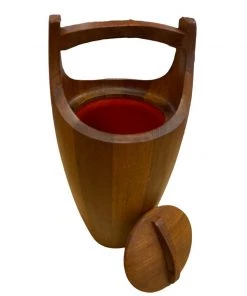 HausOfRex Living Dansk Mid Century Teak Ice Bucket With Rare Orange Liner