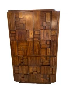 HausOfRex Lane Brutalist Cubist Mid Century Walnut Tall Dresser
