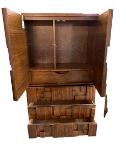 HausOfRex Lane Brutalist Cubist Mid Century Walnut Tall Dresser