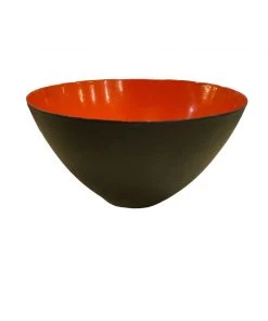 HausOfRex Mid Century Krenit Orange Enamel Black Bowl Living