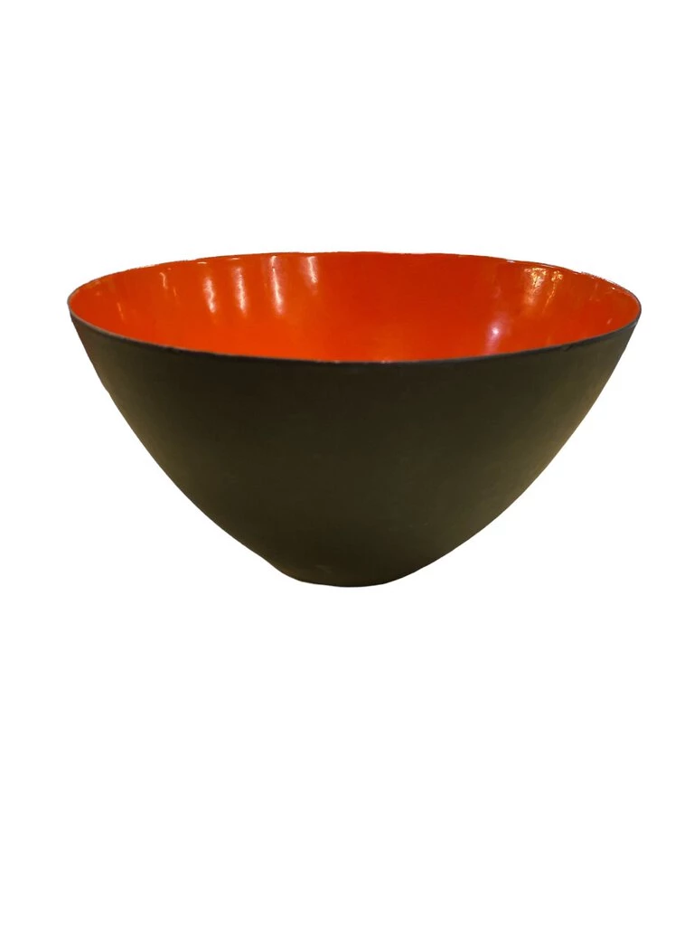 HausOfRex Mid Century Krenit Orange Enamel Black Bowl Living 1 HausOfRex Mid Century Krenit Orange Enamel Black Bowl Living
