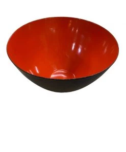 HausOfRex Mid Century Krenit Orange Enamel Black Bowl Living