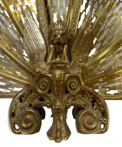 HausOfRex Vintage Art Deco Brass Peacock Fireplace Fan Looking Playing Loving