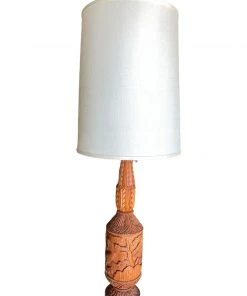HausOfRex Vintage MCM Handcrafted Teak Wood Table Lamp Lighting