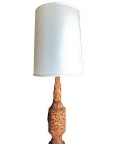 HausOfRex Vintage MCM Handcrafted Teak Wood Table Lamp Lighting