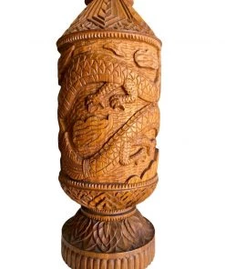 HausOfRex Vintage MCM Handcrafted Teak Wood Table Lamp Lighting