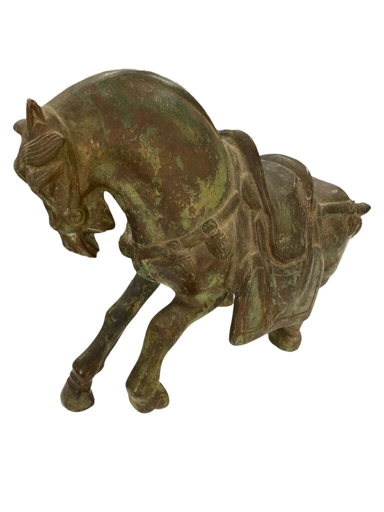 HausOfRex Chinese Tang Dynasty Style Patina Bronze Hors Sculpture Looking Playing Loving 1 HausOfRex Chinese Tang Dynasty Style Patina Bronze Hors Sculpture Looking Playing Loving
