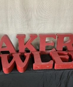 HausOfRex Vintage Sign Letters In Aluminum Red Looking Playing Loving