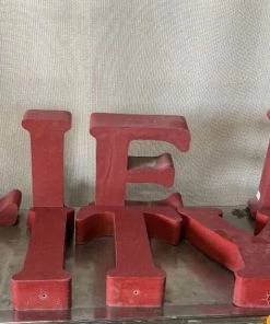 HausOfRex Vintage Sign Letters In Aluminum Red Looking Playing Loving