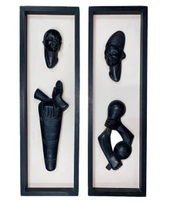 HausOfRex Vintage Central Africa Bust Wall Sculptures Set Looking Playing Loving