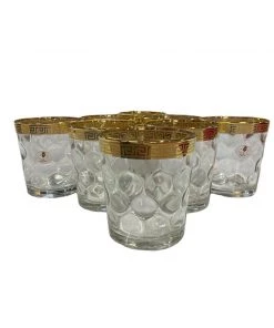 Mid Century Pasinski 22kt Gold Glassware Set Of 8 Dining