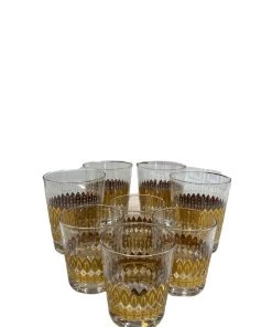 HausOfRex Italian Greek Key Gold Old Fashioned Glasses Dining