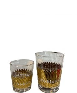 HausOfRex Italian Greek Key Gold Old Fashioned Glasses Dining