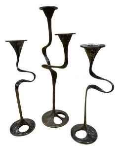 HausOfRex Vintage Brass Art Nouveau 20th Century Candle Holder Set Of 3 By German Baeckhaus Solingen Looking Playing Loving