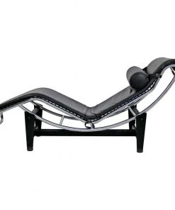 HausOfRex Living Le Corbusier Cassina Black Leather Chrome Chaise Lounge