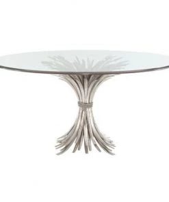 HausOfRex Selena Regency Glass Top Silver Metal Haystack Round Dining Table