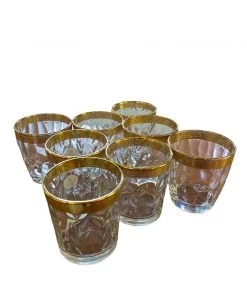 HausOfRex Greek Key Tweed Gold Old Fashioned Glasses (8) Dining