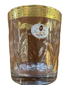 HausOfRex Greek Key Tweed Gold Old Fashioned Glasses (8) Dining