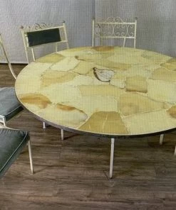 HausOfRex Living Vintage Wrought Iron/ Stone Mosaic Outdoor Dining Set