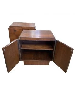 HausOfRex Lane Mid Century Mixed Woods Brutalist Nightstands (Pair)