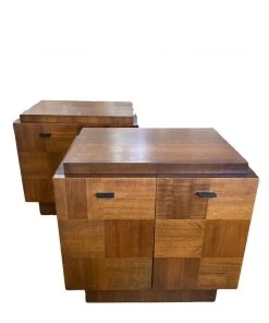 HausOfRex Lane Mid Century Mixed Woods Brutalist Nightstands (Pair)