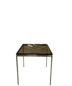 HausOfRex Mid Century Solid Polished Stainless Steel Side Table With Smoked Glass