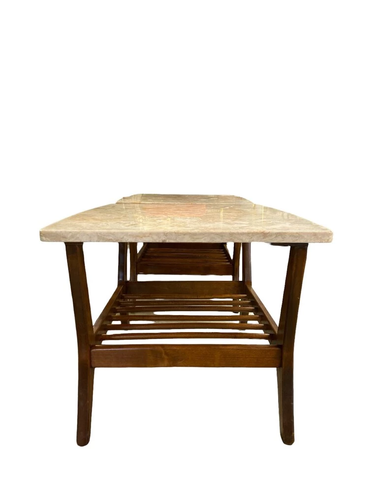 HausOfRex Living Mid Century Walnut Marble Tables (pair) 2 HausOfRex Living Mid Century Walnut Marble Tables (pair)