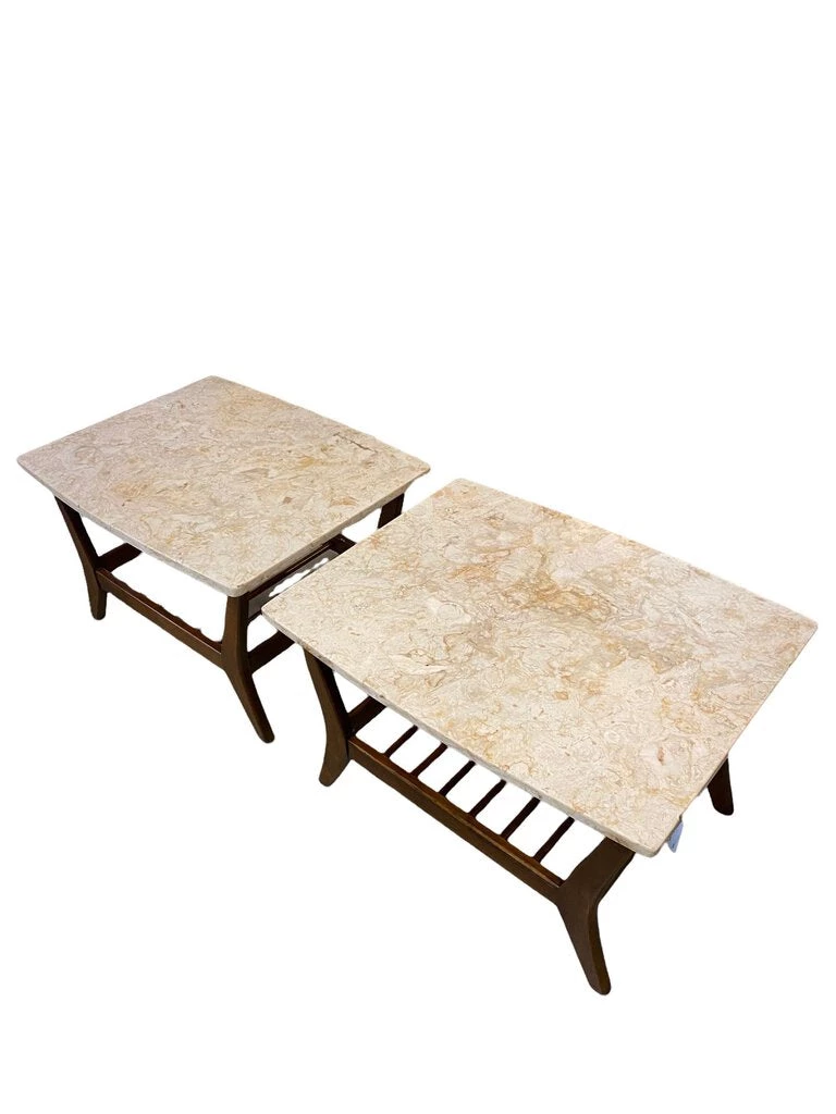HausOfRex Living Mid Century Walnut Marble Tables (pair) 3 HausOfRex Living Mid Century Walnut Marble Tables (pair)