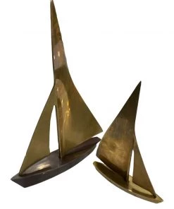 HausOfRex Mid Century Solid Brass Sailboats Set Of 2