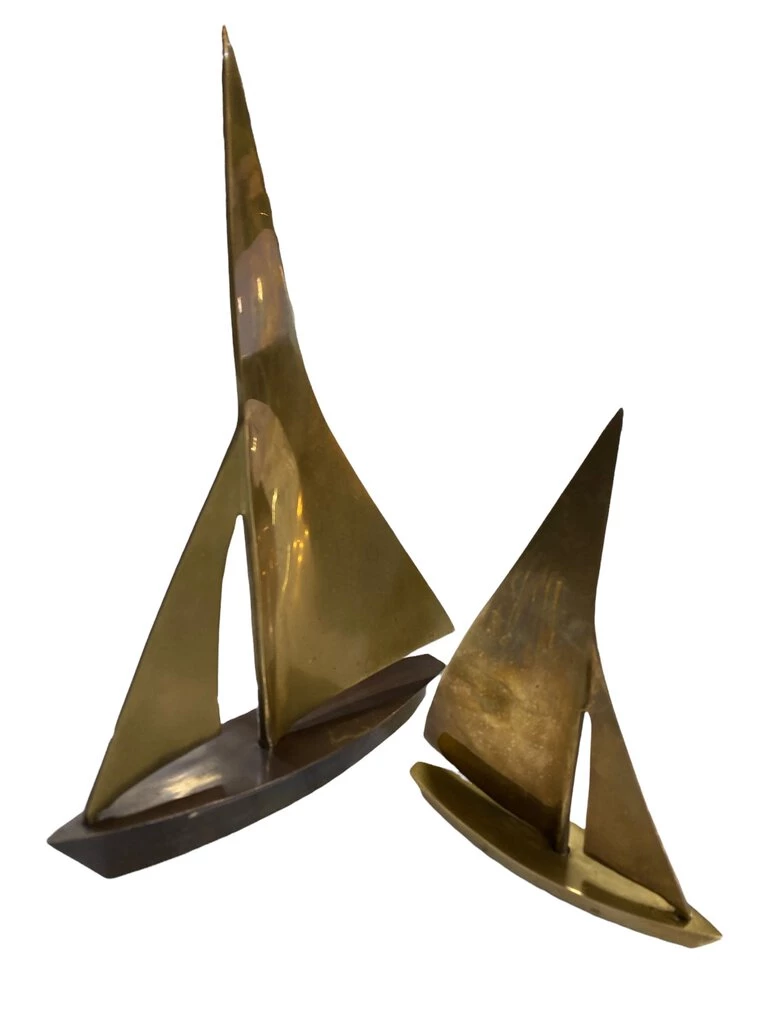 HausOfRex Mid Century Solid Brass Sailboats Set Of 2 1 HausOfRex Mid Century Solid Brass Sailboats Set Of 2