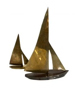 HausOfRex Mid Century Solid Brass Sailboats Set Of 2