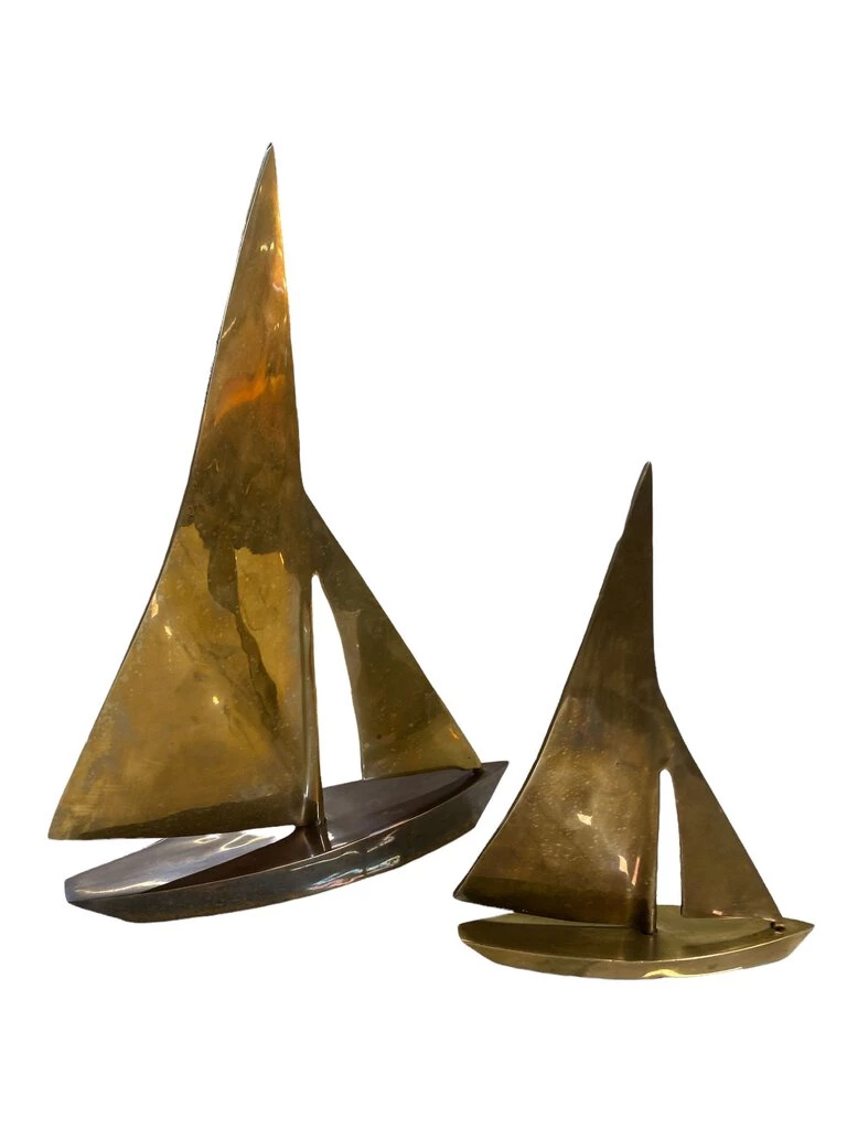 HausOfRex Mid Century Solid Brass Sailboats Set Of 2 3 HausOfRex Mid Century Solid Brass Sailboats Set Of 2