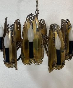 HausOfRex Lighting Brass Brutalist Chandelier By Tom Greene