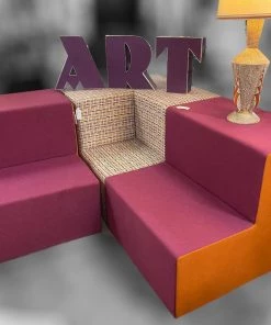 HausOfRex Modular Seating In Purple & Orange Living