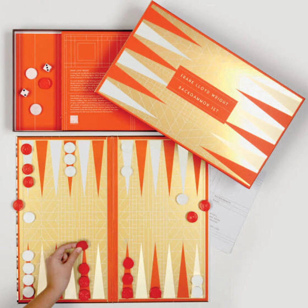 HausOfRex Frank Lloyd Wright Backgammon Set Orange Gold 4 HausOfRex Frank Lloyd Wright Backgammon Set Orange Gold