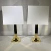 HausOfRex Pair - Mid Century Modern Monumental Nessen Brass Lamps, Custom Shades