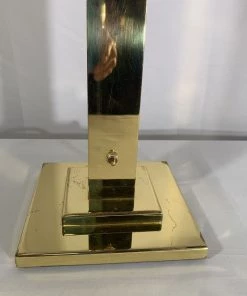 HausOfRex Pair - Mid Century Modern Monumental Nessen Brass Lamps, Custom Shades 5 HausOfRex Pair - Mid Century Modern Monumental Nessen Brass Lamps, Custom Shades