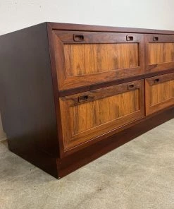 HausOfRex Pouc Hundevad Danish Modern Rosewood Entry Or Flat Screen Storage With Orange Cushion 43.5" X 19" X 22" Living