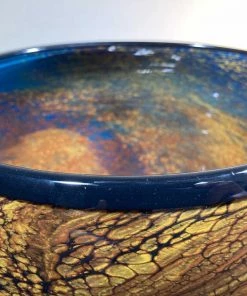 HausOfRex Art Tall Bowl Glass Orange And Black Signed