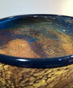 HausOfRex Art Tall Bowl Glass Orange And Black Signed