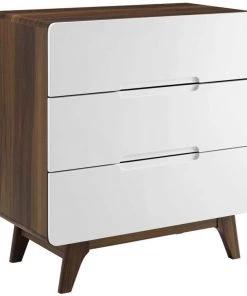 HausOfRex The Modo Series 3-Drawer Chest In Walnut/White Sleeping