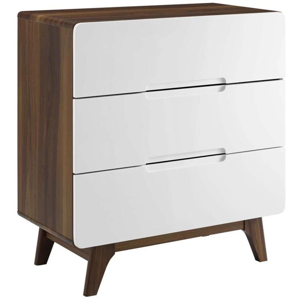 HausOfRex The Modo Series 3-Drawer Chest In Walnut/White Sleeping 1 HausOfRex The Modo Series 3-Drawer Chest In Walnut/White Sleeping
