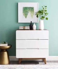 HausOfRex The Modo Series 3-Drawer Chest In Walnut/White Sleeping 6 HausOfRex The Modo Series 3-Drawer Chest In Walnut/White Sleeping