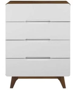 HausOfRex The Modo Series 4-Drawer Chest In Walnut/White Sleeping