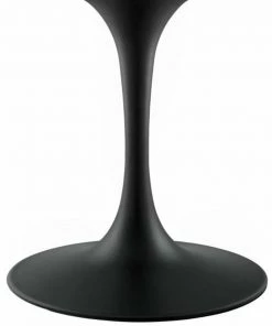 EEI-3542-BLK-WHI Tulip Dining Table Oval In Faux Marble With Black Base 78" X 47" X 29.5"